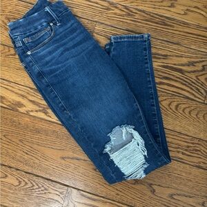 Good American Dark Blue Distressed Skinny Jeans